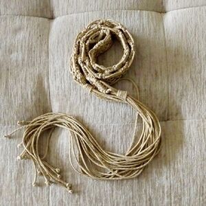 Festival Vintage Fringe Belt Woven Waist Natural Tan